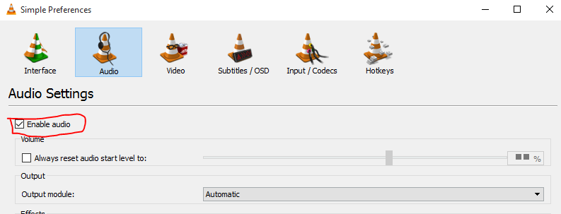 Enable Audio In VLC Media Player