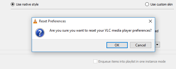 Reset Preferences in VLC Media Player