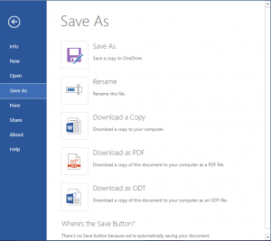 MS Office Online Save as