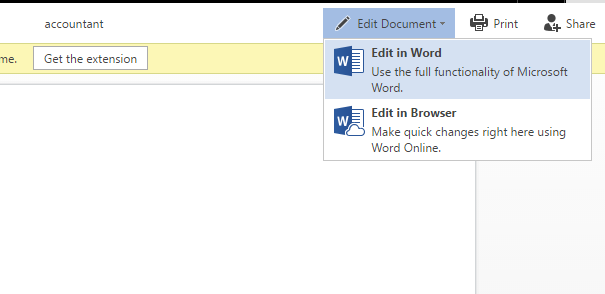 Word Online Edit in Word